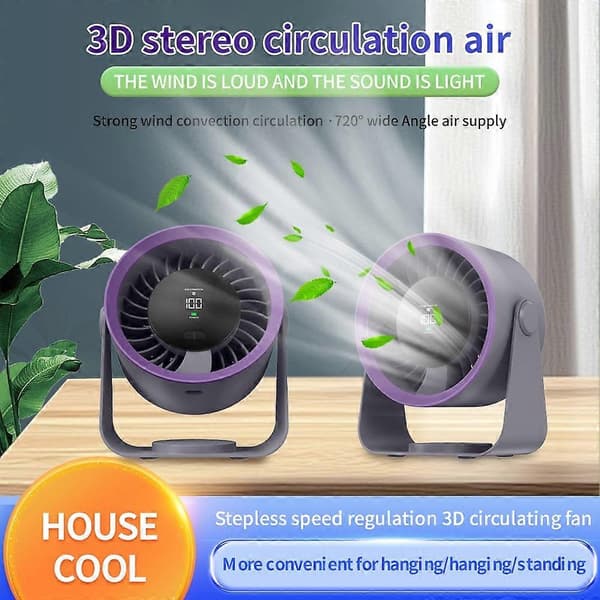 SL622 Bordventilator 100 Hastighed LCD Digital Display Trådløs Bord Væghængt Ventilator til Soveværelse Kontor Grey