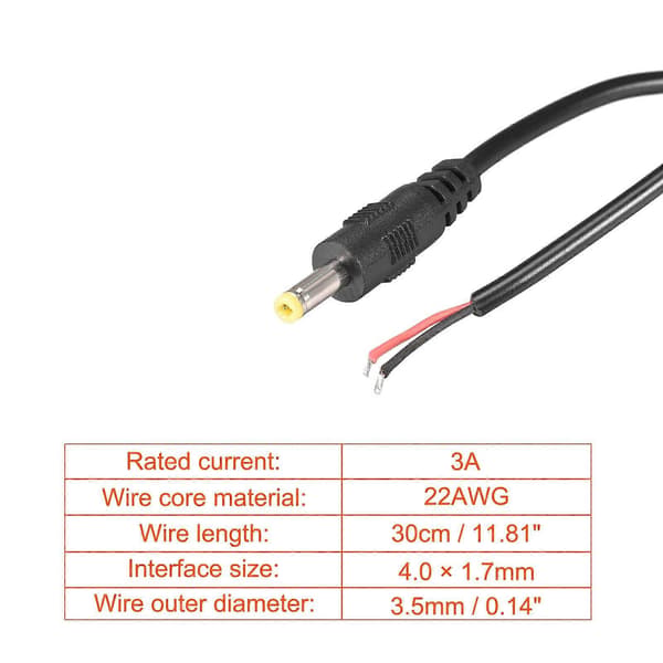 DC-strømkabel 4.0x1.7mm 0.3m 3A Sort 2-pak til CCTV-kameraer LED-strip Pålidelig strøm