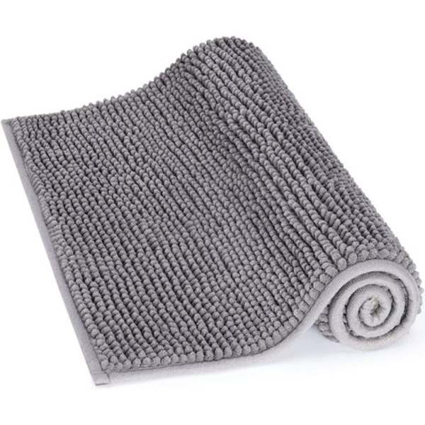 Liukumaton imukykyinen kylpymatto 80 cm x 50 cm Chenille Mikrokuituinen suihkumatto kylpyhuoneeseen, harmaa