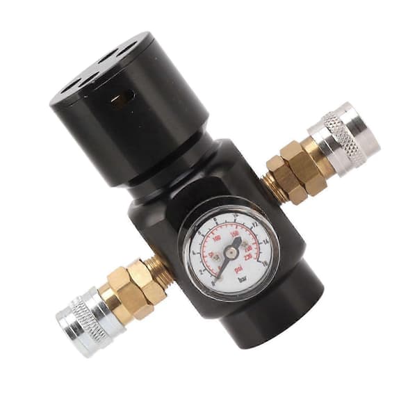 CO2 Mini Regulator 8mm Dobbel Hun-adapter Aluminiumlegering Messing Rustfritt Stål CO2 Tank Trykkregulator