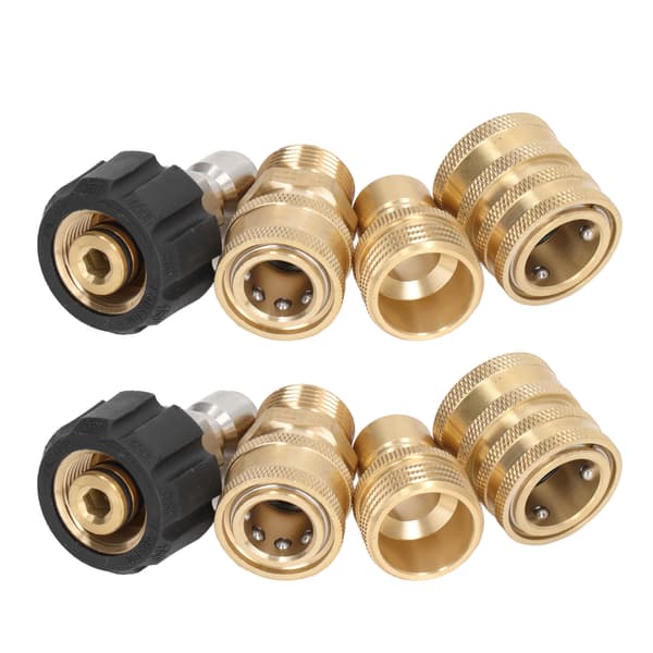 8PCS Högtryckstvätt Adapter Kit Snabbkoppling Metallkopplingar för Biltvätt