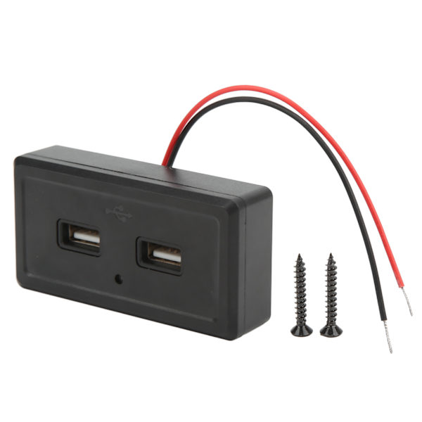 RV Bus Dobbelt USB Oplader Panel Sort 12-24V Input Vandtæt Universal Modifikation