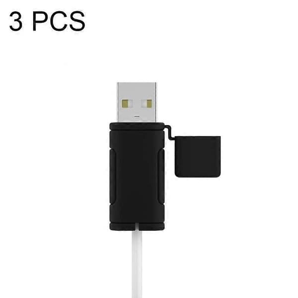3 stk mykt vaskbart silikondeksel for datakabel til Apple, spesifikasjon: USB (svart) Not Specified