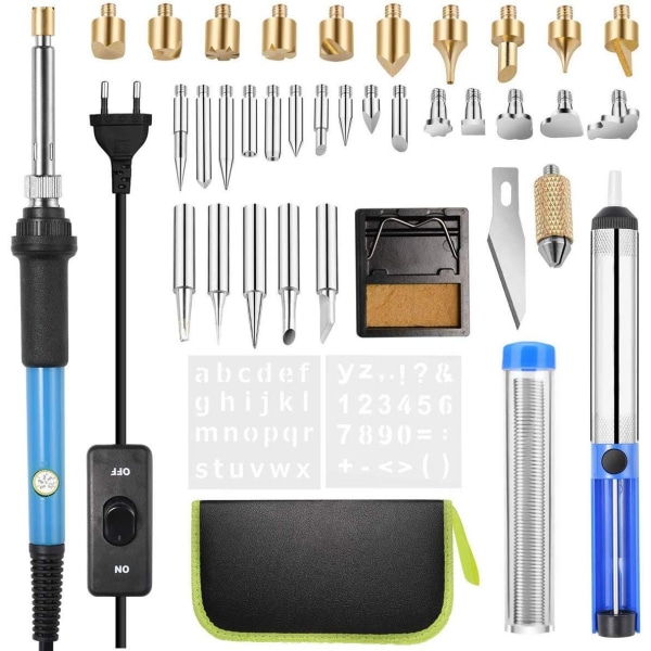 Sæt med 54 ætsede loddekolber med justerbar temperatur og intern varmelegeme (europæisk standard 220V (orange pakning)