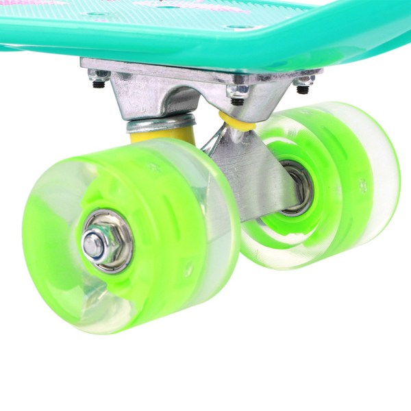 Børns skateboard konkurrence skateboard sjovt sød lille fisk firehjulet skateboard (grøn S, hjulfarve tilfældig)