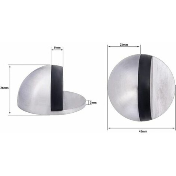 Dörrstoppare, Dörrstoppare i rostfritt stål, självhäftande dörrstoppare, Golvdörrstoppare, Gummidörrstoppare, Half Moon Do