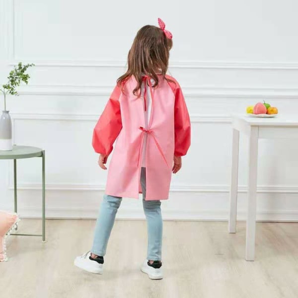 Målarförkläde för barn Vattentätt långärmad med fickor Konstnärmålningsförkläde för 8-12 år pojkar Flickor Rosa，T-Boldness，