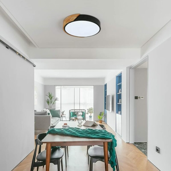 LED kattovalaisin, 24W moderni puinen kattovalaisin pyöreä kylmä valkoinen 6000K Ø30*5cm Makuuhuone Keittiö Olohuone Parveke ja