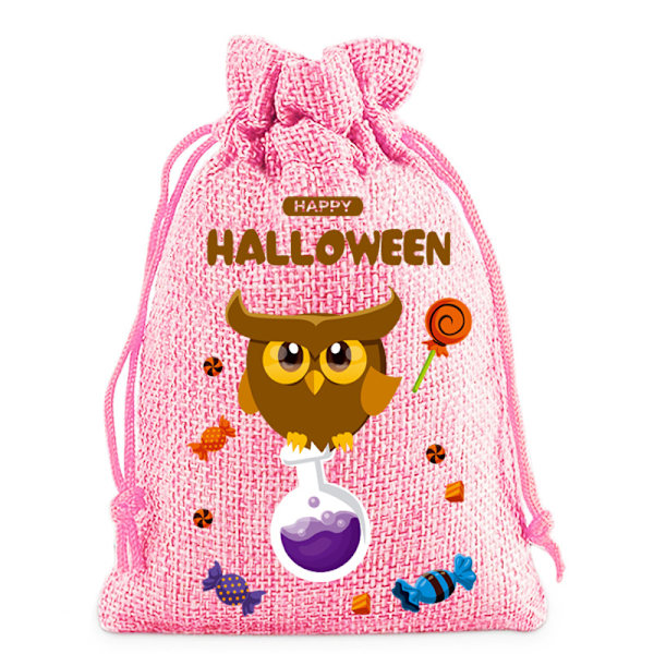 2024 Ny Halloween Linned Trækpose Trækpose Opbevaringstaske Fødselsdagsfest Børnegavepose Slikpose Pink 10*14cm