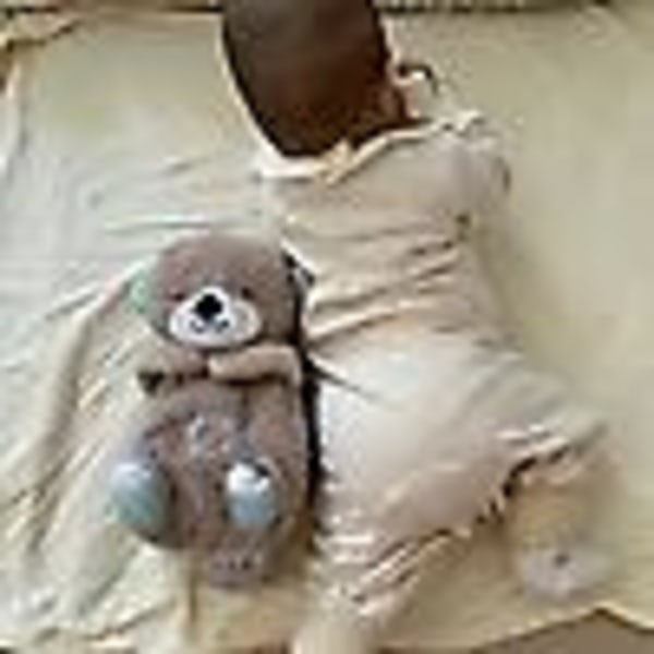 Åndedrætsbevægelse Beroligende Sovende Otter Legetøj Med Lys Musical Udstoppet Baby Legetøj Kæreste Legetøj Blue