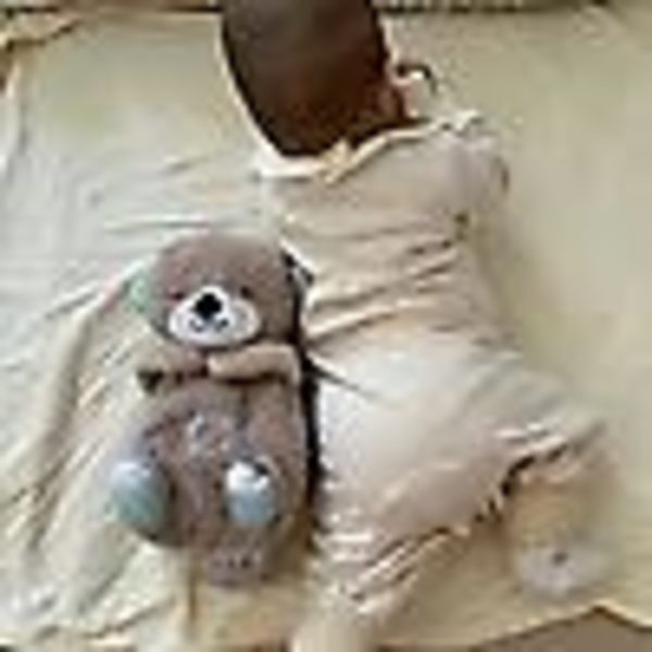 Åndedrætsbevægelse Beroligende Sovende Otter Legetøj Med Lys Musical Udstoppet Baby Legetøj Kæreste Legetøj Khaki
