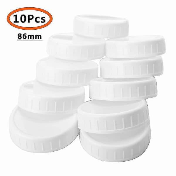10 st förvaringslock i plast, räfflade för 86 mm standard Mason Jar-flaskor med vanlig öppning