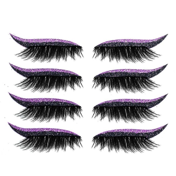 4 par återanvändbara glitter eyelinerstickers Purple