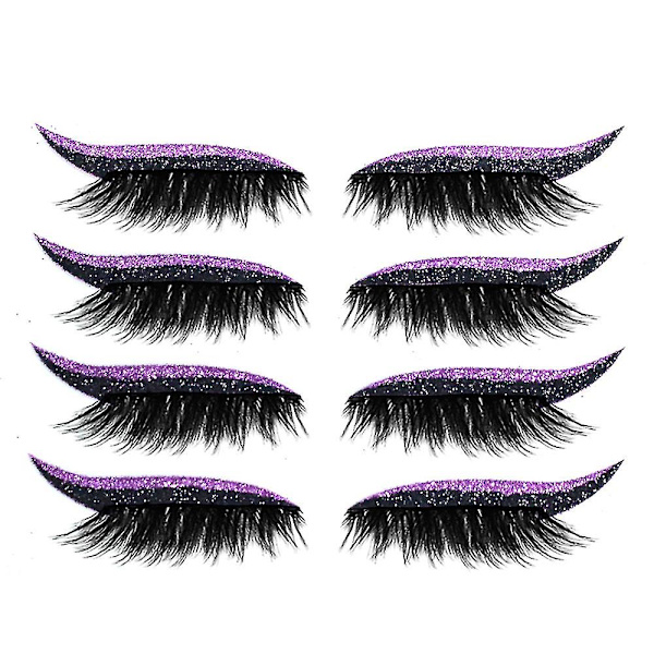 4 par återanvändbara glitter eyelinerstickers Purple