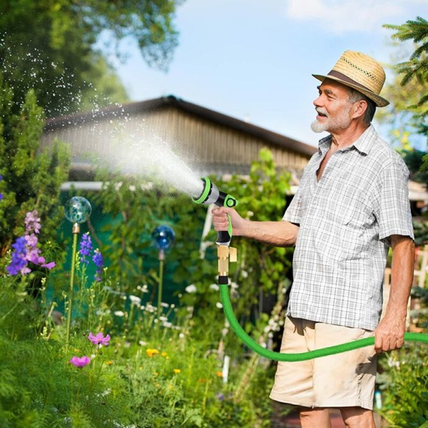 Trädgårdsslangmunstycke, 10 bevattningslägen sprinklermunstycke, högtrycksslangmunstycke, gräsmatta och trädgårdsbevattning (grön)