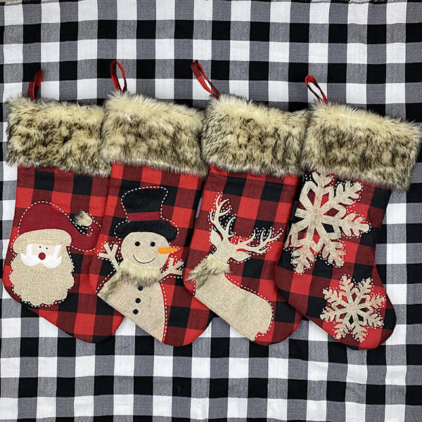 Julepynt, store linsokker, julemann-snømann-gavesokker, godterisokker-gavepose (4 stykker gammel mann + snømann + elg + snøfnugg)