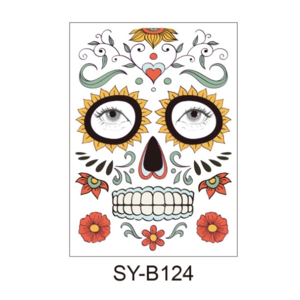 Vanntett Day of the Dead Masquerade Makeup Funny Temporary Sticker Halloween Face Tattoo Sticker (SY-B123*5+SY-B124*5),