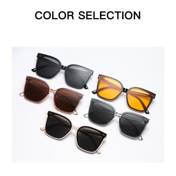Solbriller klare gule solbriller for menn med store ansikter og UV-beskyttelse for kvinner solbriller (svart innfatning med svart og grå linse)