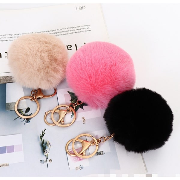 Pink Imitation Rex Rabbit Hairball Pendant 8cm Dame Bagage Hairball Pendant Nøglering Sko og Hatte Tøj Hairball Pendant Dekoration,