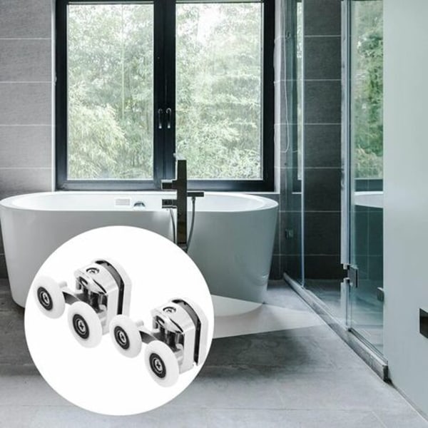 Set med 8 duschdörrsrullar - Duschkabinettrullar i zinklegering - 25 mm skjutdörrsrullar för badrumsdusch