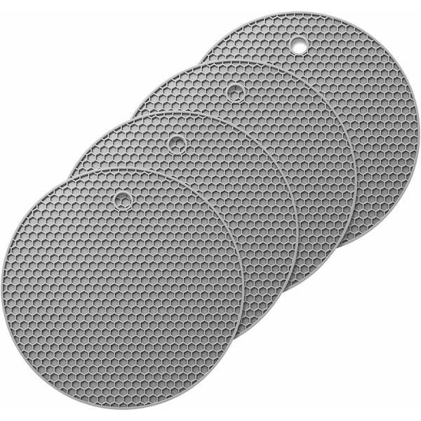 Rund silikon honeycomb Coaster med isolasjonspute (Nordic Grey Diameter 18cm 4stk)