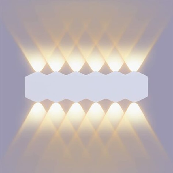 12W LED 31cm Vegglampe Innendørs Hvit Lampe Moderne Up Down Spot Vegglampe Aluminium Veggbelysning Varmt hvitt lys 3000K f