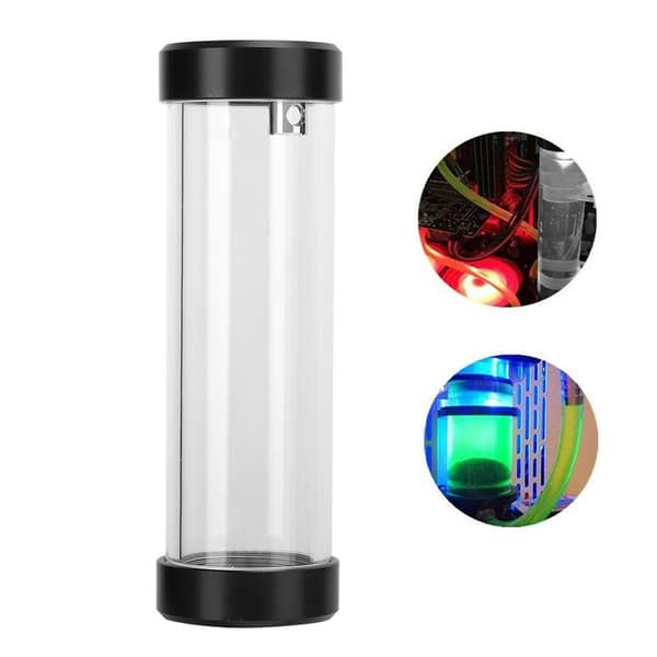 Dator Vattentank Cylindrisk PC Kylsystem 3-Håls POM-Lock Inbyggd Avskummare
