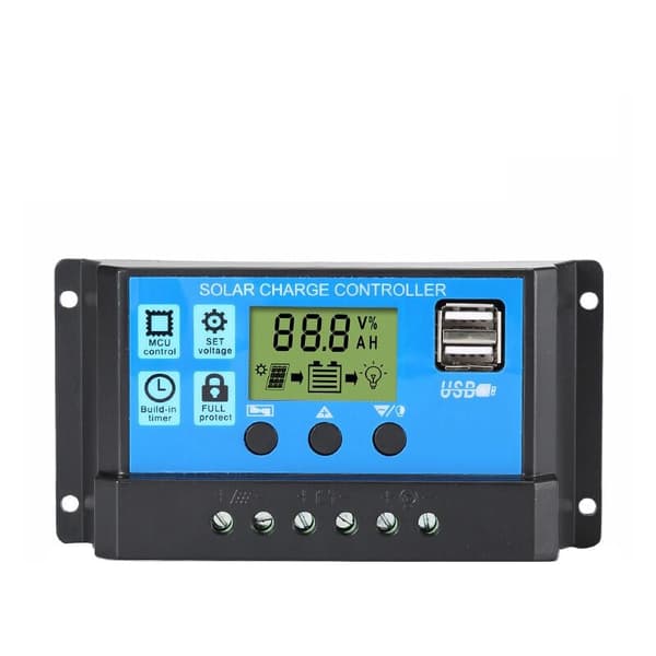 [HT]30A 12V/24V Solpanel Laddningsregulator Intelligent Batteriregulator med 5V Dubbel USB-port LCD-display (30A)