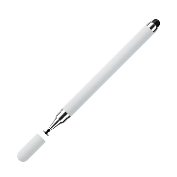 【HT】2-i-1 Stylus Pen til Touchskærme (Dobbelt Gummispids) Hvid White 8