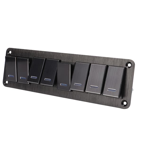 8 Gang Rocker Switch Panel 12V til 24V Legering Blå LED Toggle til Bil RV Motorcykel Bus UTV