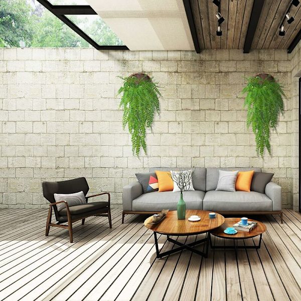 2 stk simulering grøn plante persisk blad væghængende plast rattan blomster og planter dekoration til hjem og have d