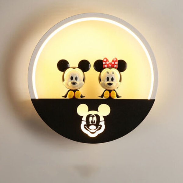Moderne LED-væglampe, 18W, soveværelse Badeværelse Gang Trappe Natlampe (Minnie Mickey, Varmt Lys)
