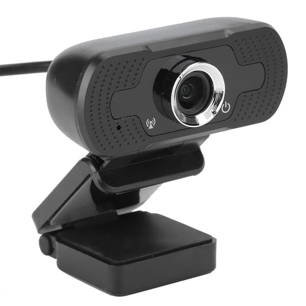 Webcam Computer Kamera med Mikrofon til PC Laptop Desktop Videoopkald W8 1080P Sort