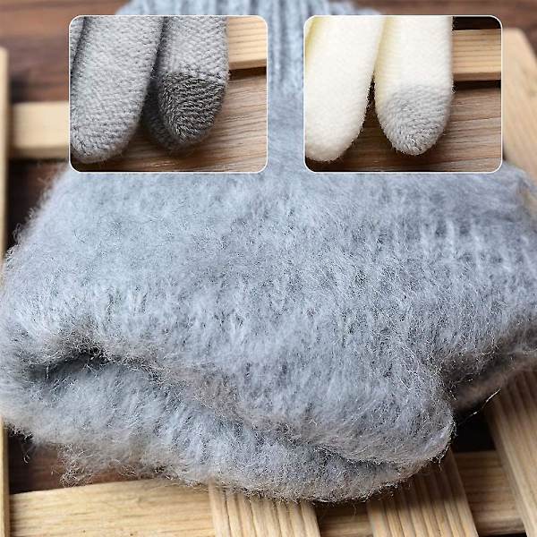 Pekskärmshandskar Thermal för kvinnor Pekskärm för Unisex Plus sammetshandskar som kan skrivas och textas (vit+grå)