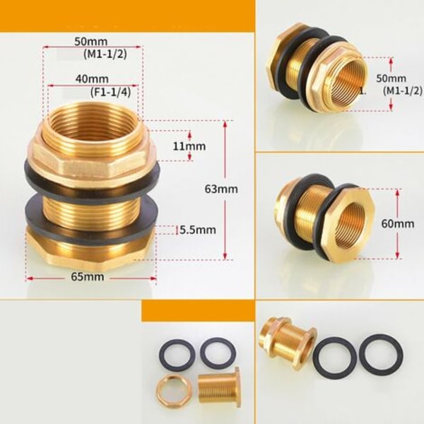 4 stk Messing Vanntank Vannslange Monteringsadapter Kran Regnbøtte Stikkontakt Messing Tankkontakt for Kran Regnbøtte