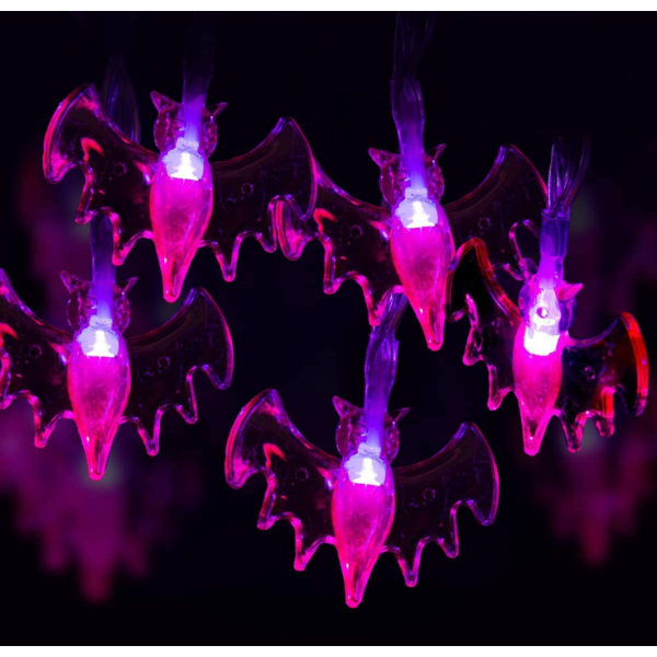 LED Bat String Lights Halloween Lantern Ghost Festival Dekoration Påsk String Lights Hängande Lila,