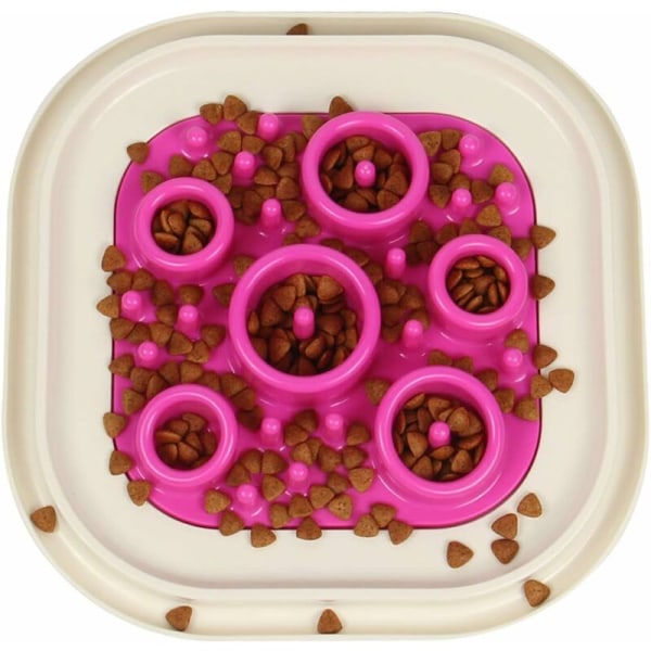 28*28*5 cm rosa rund saktematskål for kjæledyr antiekspanderende saktematskål for mellomstore og store hunder og katter,