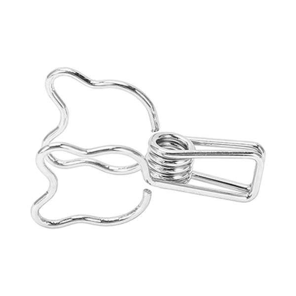 100 stk. hule hul bjørn lang hale metal binder clips til dokumenter billetter certifikater - sølv