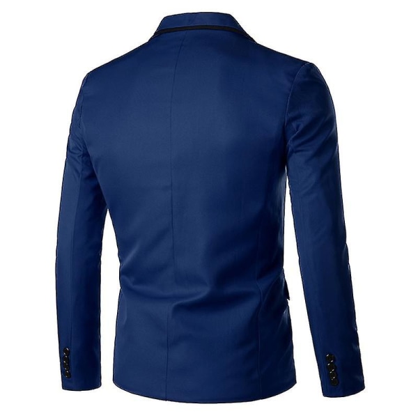 Män Blazer Lättvikt Casual Solid Enknapp Slim M Blue