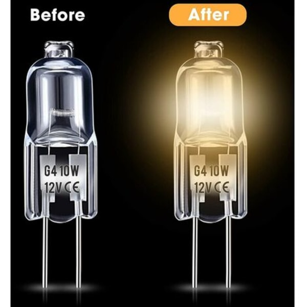 G4 halogenlyspære, 12V 10W G4 lyspære, varmhvit 4000K, 150LM, dimbar, G4 halogenlampe, klar kapsellampe, Pa