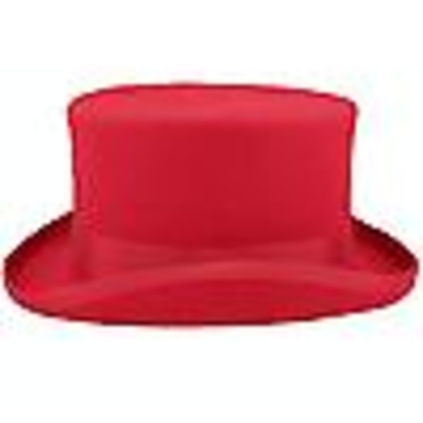 Mid Crown Red Top Hat Unisex Hat Steam Punk Hat Sylinder Ull Filt Topp (rød)