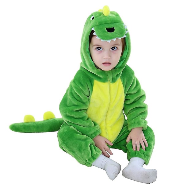 Baby Dinosaur kostym Barn Söt Hoodie Jumpsuit Halloween A-Green 0-3 Months