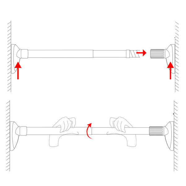 Svart 90-160cm No Punching Infällbar duschdraperistång,