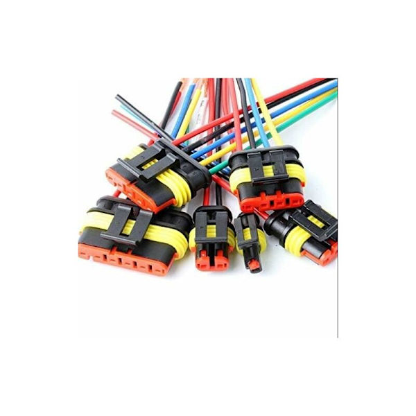 5 sarjaa (4 reikää uros- ja set) kytkettävä 15 cm vedenpitävä autoliitinsarja