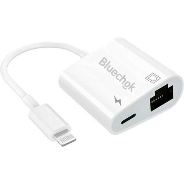 Lightning til RJ45 Ethernet-adapter med lading for iPhone/iPad, Ethernet-telefonadapter, støtte 10/100 Mbps høyhastighet,