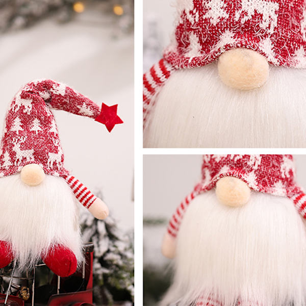 Christmas High Hat Dwarf Gnome för Doll Ornaments Belysning Söt tecknad Dwarf El Red - A