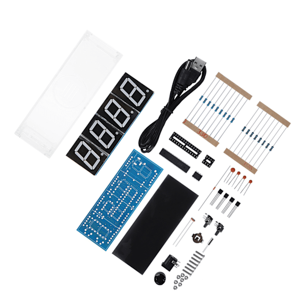 4-siffrig DIY Digital LED-klocka Kit - Automatisk Visning av Tid & Temperatur - Grön Elektronisk DIY Klocka Kit Green