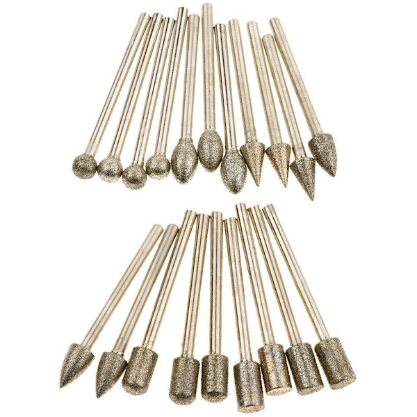 20st diamantgalvaniserad set, graveringsslipnål, jade (SKU01111 20st diamantslipnål (plastlåda))
