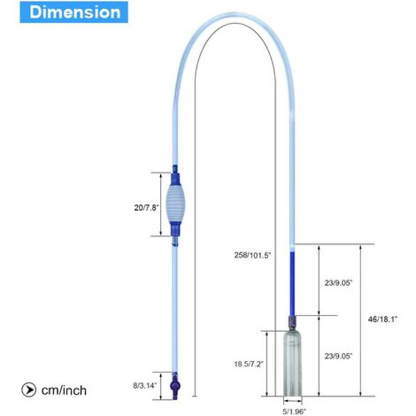 Akvariumvakuumpumpe, akvariepumpe, akvarieluftpumpe, 8,5 fod med flowreguleringsventil, grusvandfilterhævertslange,
