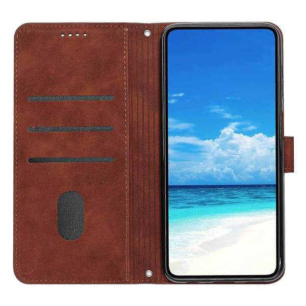 Hudfølelse Hjertepræget Læder Telefoncover med Lang Snor til Google Pixel 8a Brown